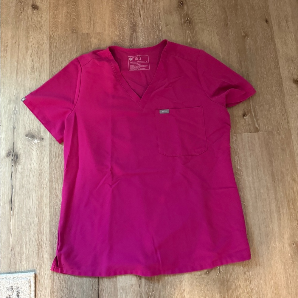 Figs Vibrant Pink Scrub Top